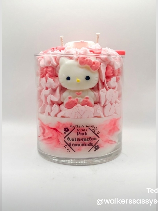 Hand Crafted Other - Hand Crafted Pink & White Watermelon Lemonade Decorative Candle